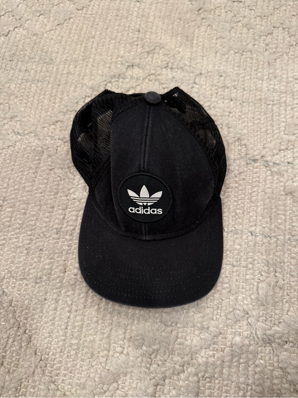 adidas Black Trefoil Mesh-Back Baseball Cap